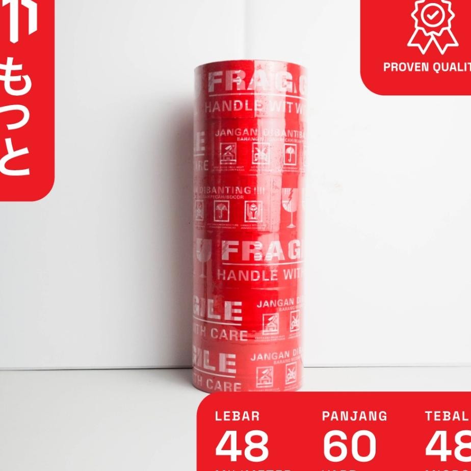 

Lakban Fragile 48Mm X 60 Yard Merah 1 Slop Isi 6 Pcsroll Motto Tape