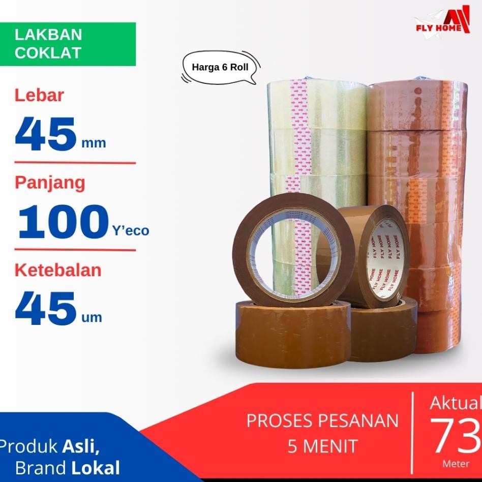 

Flyhome Lakban Coklat 100Yard 45Mm X 100Yard 2Inchi 6 Roll 100 Yard Eco