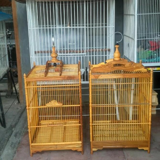 Produk Baru Kandang Burung Kayu Jati No.1 Lengkap Tangkringan Tempat Makan Minum Burung
