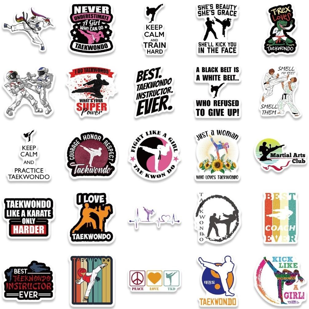 

Ik69 Gambar Tempel Taekwondo Isi 50Pcs Stiker Taekwondo Bahan Vynil, Pvc Tahan Air.