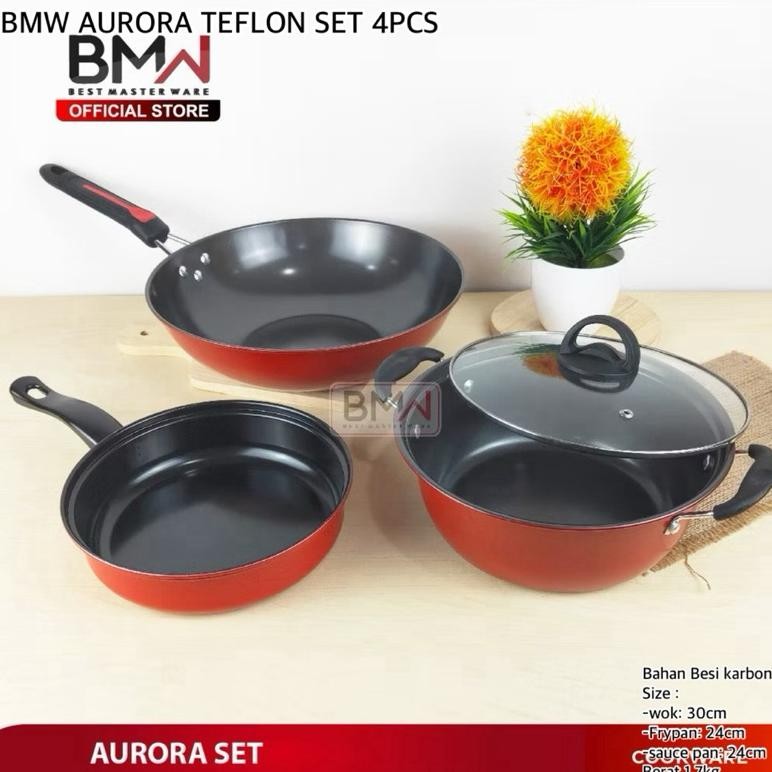 BMW AURORA TEFLON SET 4PCS || TEFLON SET ANTI LENGKET || 1 SET TEFLON PANCI SET AURORA WAJAN PENGGOR
