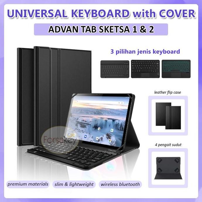 TERLARIS - Advan Tab Sketsa 1 2 Tablet 10 10.1 Inch Bluetooth Keyboard Case Cover
