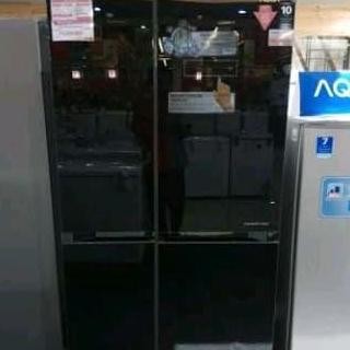 TERBARU - AQUA AQR-575IG Kulkas SIDE BY SIDE Sanyo Inverter AQR575 Resmi 575IG