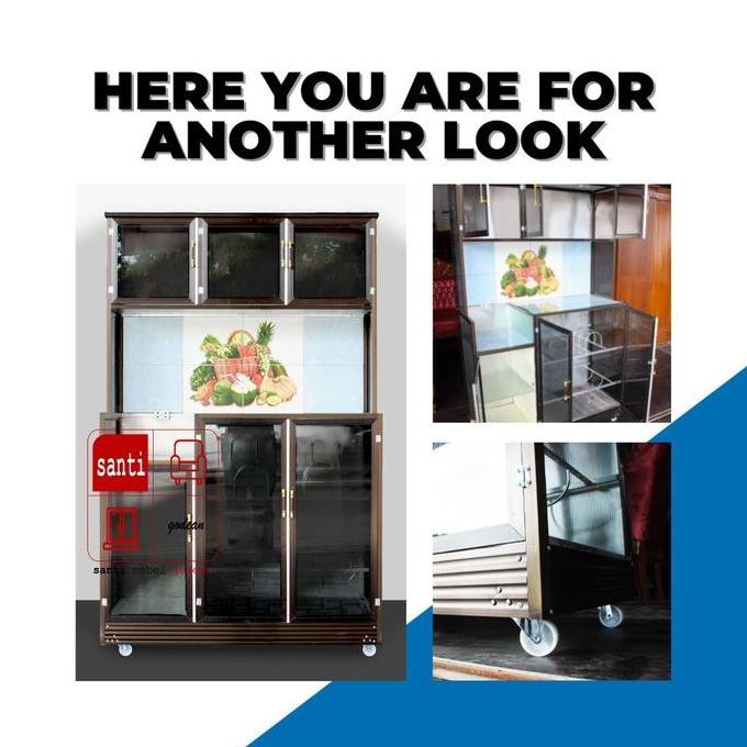 Lemari Dapur Rak Piring Aluminium 3 Pintu Hdi Hit Abktrap Roda