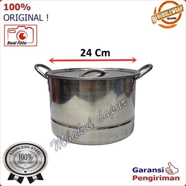 Panci Stainless Tinggi Plus Steamer Panci Liwet Nasi Dandang Kukus  Nasi Stockpot  Stainless