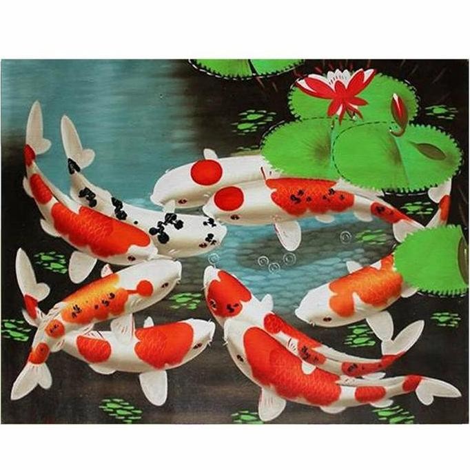 (Allthebest) Diamond Painting Full Diamond Koi Cross Stitch Kits Embroidery Home