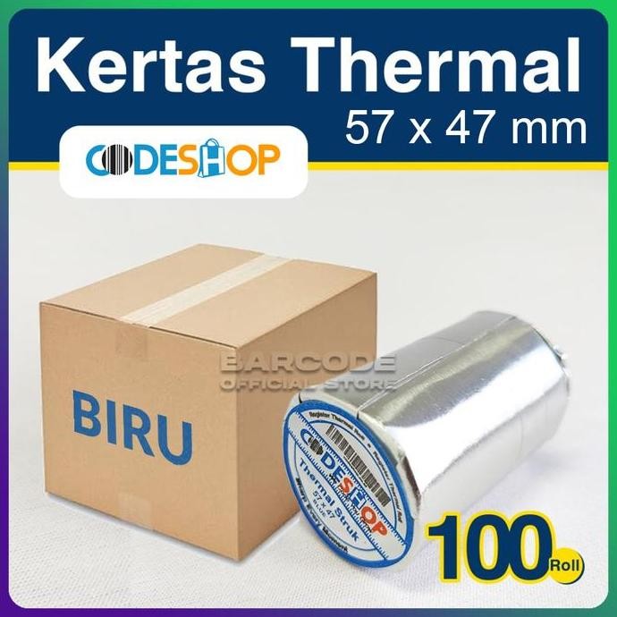 

Kertas Thermal 57 x 47 Struk Printer Kasir 58mm Cetak Biru ( 100 Pcs )