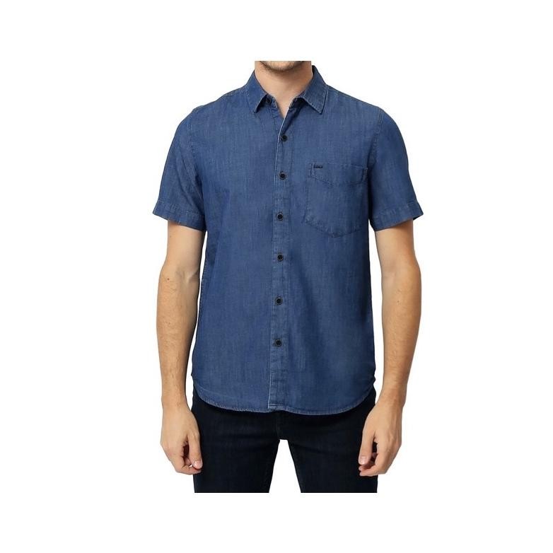 DE97 >> KEMEJA JEANS PRIA LENGAN PENDEK ZG BOSS- STANDARD FIT (Kemeja Longgar bukan yg ketat) kemeja