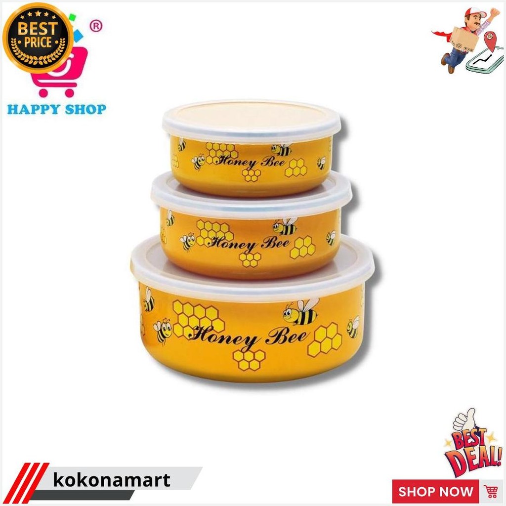 Maspion Enamel Honey Bee Mixing Bowl Set Terlaris