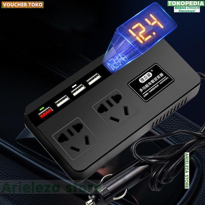 A.S 200W Power Inverter Mobil 12V/24V Modul Inverter DC Ke AC 4 USB