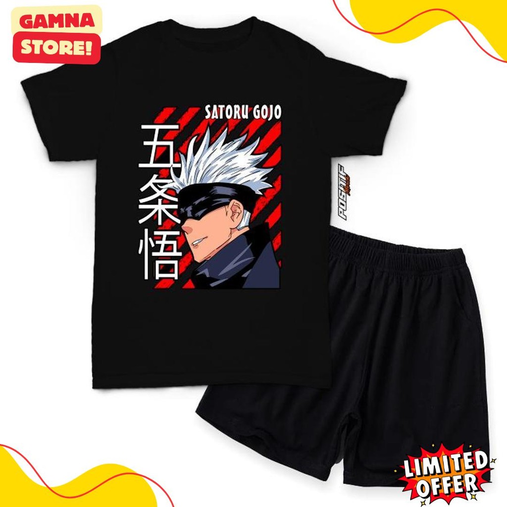 Positif Merch Baju Kaos Anak Setelan Anime Satoru Gojo Laki Perempuan Terlengkap Dan Termurah