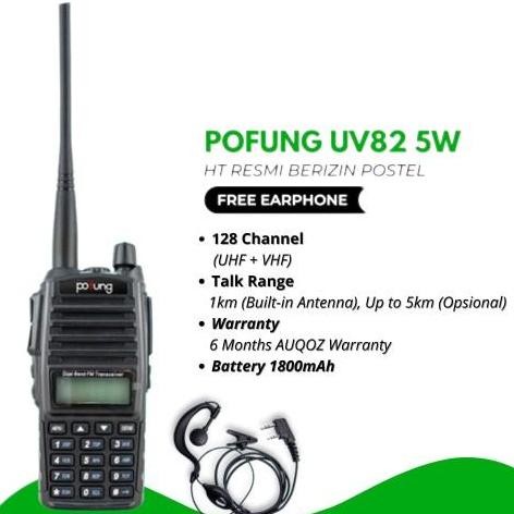 AUQOZ x Pofung HT Walkie Talkie UV82 Handy Walkie Talkie - Radio HT UHF VHF / HT Murah Jarak Jauh - 