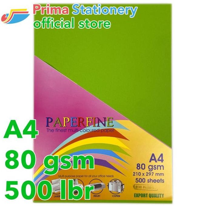 

TERMURAH - Paperfine Kertas HVS Warna A4 IT 230 Parrot Rim isi 500 lbr [TC]