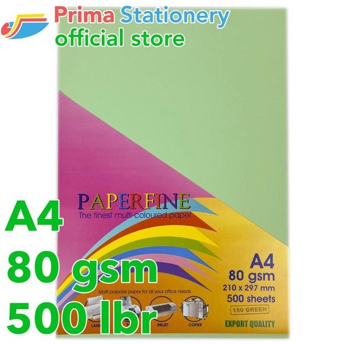 

TERMURAH - Paperfine Kertas HVS Warna A4 IT 190 Green Rim isi 500 lbr [TC]