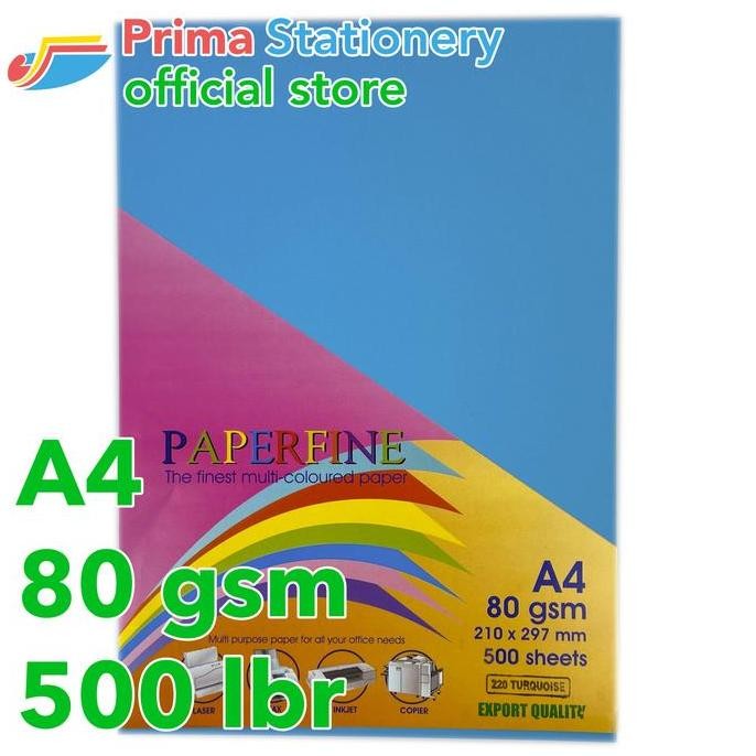 

TERLARIS - Paperfine Kertas HVS Warna A4 IT 220 Turquoise Rim isi 500 lbr [TC]