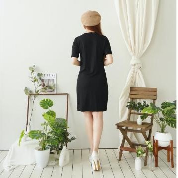 Dd Korean Dress Polos Casual Wanita Dress Kaos Polos Melar Pendek 104