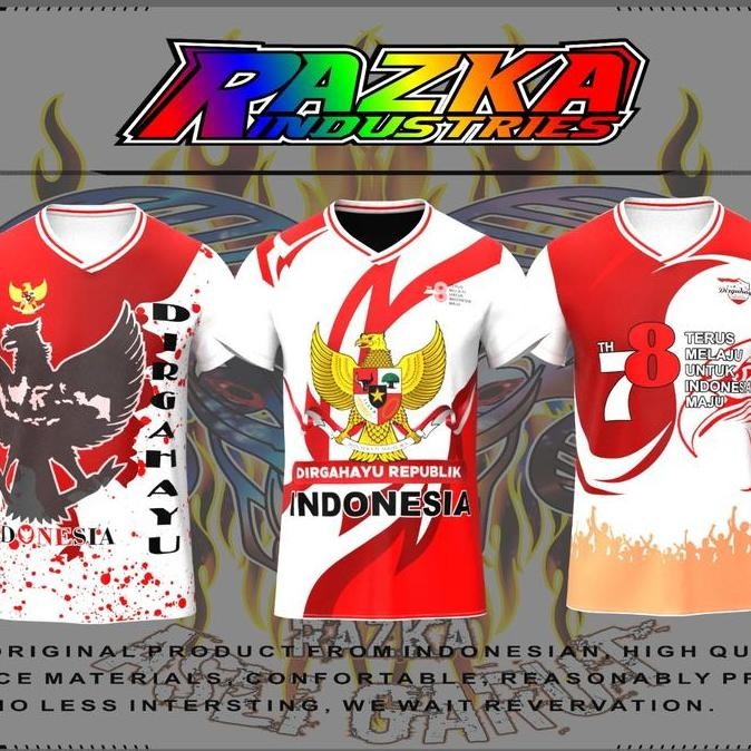(Allthebest) KAOS JERSEY Merah putih INDONESIA BUAT 17 AGUSTUSAN FRINTING Sport