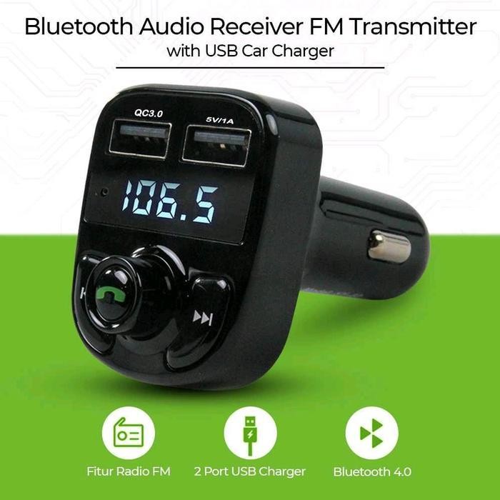 Bluetooth FM Transmitter Mobil Audio Receiver & 2 Port USB Charger  FM Transmitter Bluetooth Mobil M