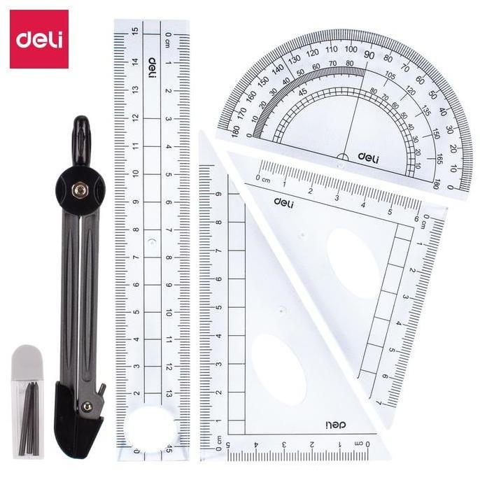 

Jangka Sekolah Set Deli 9609 Drafting Set + Penggaris