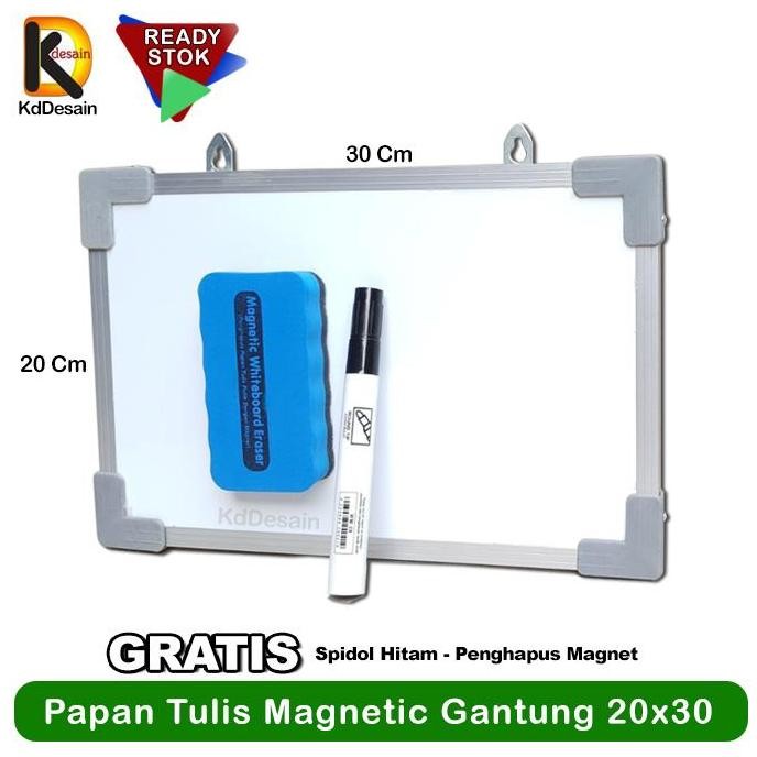 

Papan Tulis Whiteboard Magnetic Gantung 20X30 Spidol Hitam Penghapusan