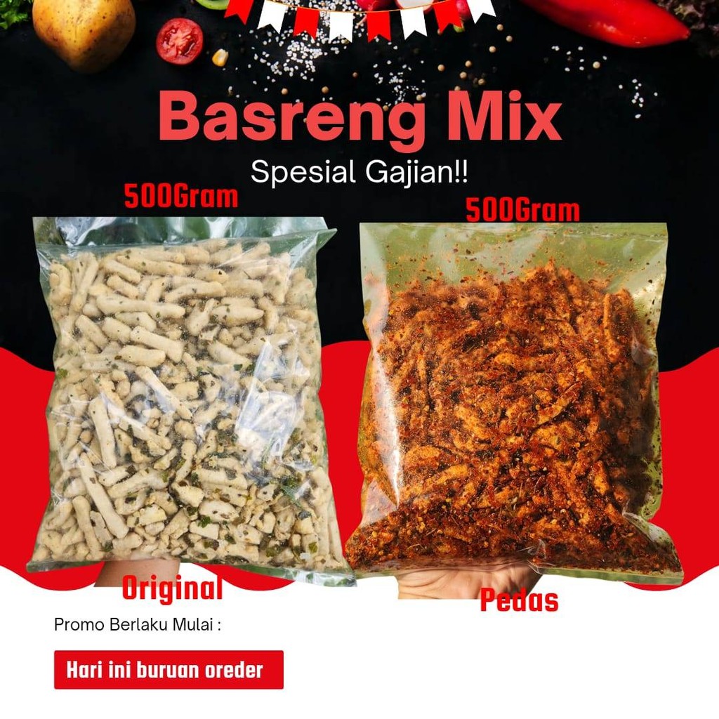 

Basreng Original Pedas Daun Jeruk Viral 1KG Cemilan Sultan Cianjur Snack Sajodo Ngabret Renyah Enak