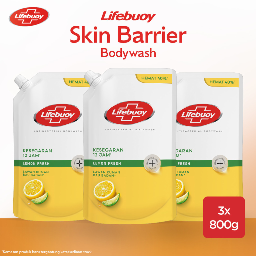 Lifebuoy Sabun Mandi Cair Anti Bacterial Body Wash Lemon Fresh 100% Lebih Kuat Lawan Kuman, Kesegara