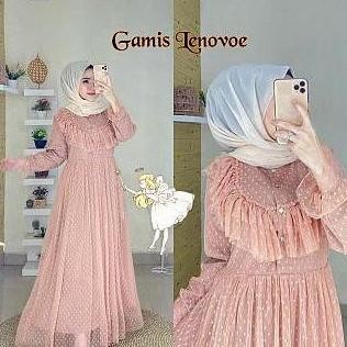 Gamis pesta jumbo brokat tutu busui polkadot hijabers cantik tile NEW