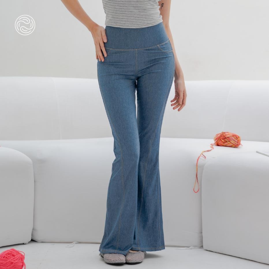 Ozzunawa Airy Jeans Celana Jeans Wanita Legging Cutbray Slimfit Pinggang Karet Panjang