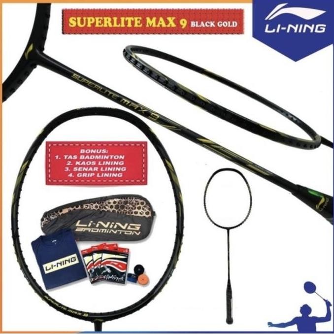 Sale Raket Badminton Lining Superlite Max 9 Full Set Original - Ringan & Anti Patah