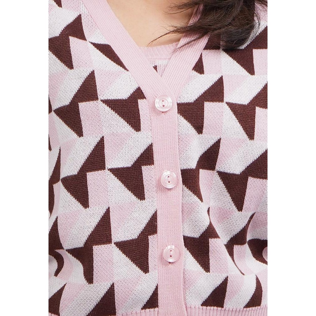 Ysn Colorbox Cubist Curved Long Sleeve Cardigan I:Cogfjn125A022 Multicolor