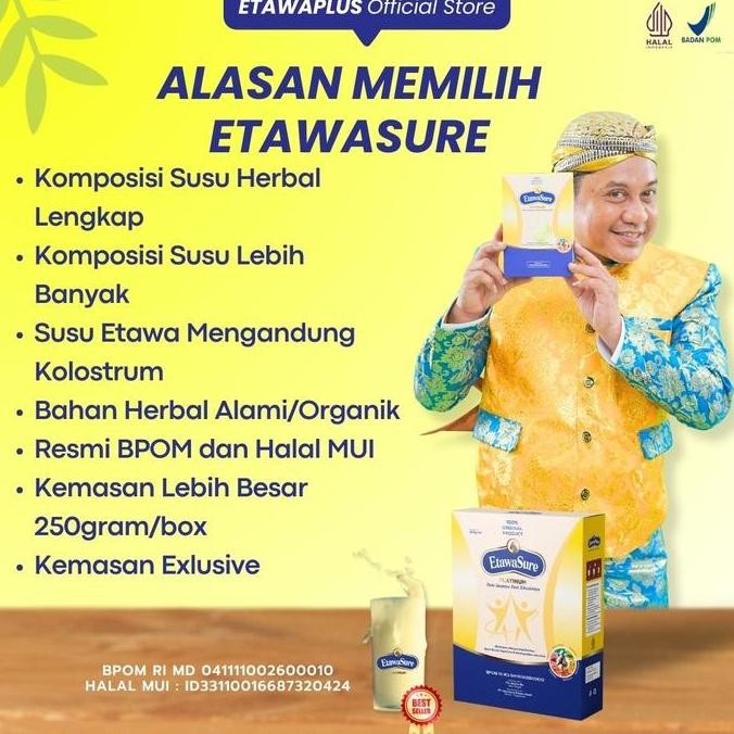 

Murah Etawasure Susu Bubuk Kambing Etawa Herbal Rasa Jahe Dairy Milk Kemasan 250Gram Paket 4 Box