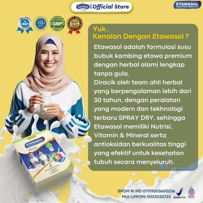 

Promo Etawasol Susu Kambing Etawa Non Sug4R Kemasan 250Gram - Paket 6 Box