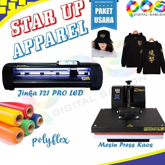 Grosir Paket Usaha Sablon Kaos Polyflex, Mesin Cutting Sticker + Mesin Press