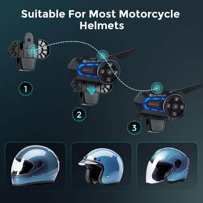 Murah Gearelec Dk06 Pro Headset Interkom Helm Sepeda Motor Untuk Koneksi 1:1 Antara Interkom 6 Rides