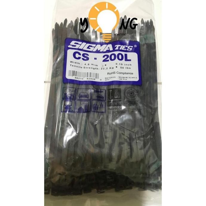 

Diskon! Cable Tie SIGMA CS-200L 200mm x 4.8mm Hitam | Kabel Tis Nylon Lebar & Kuat