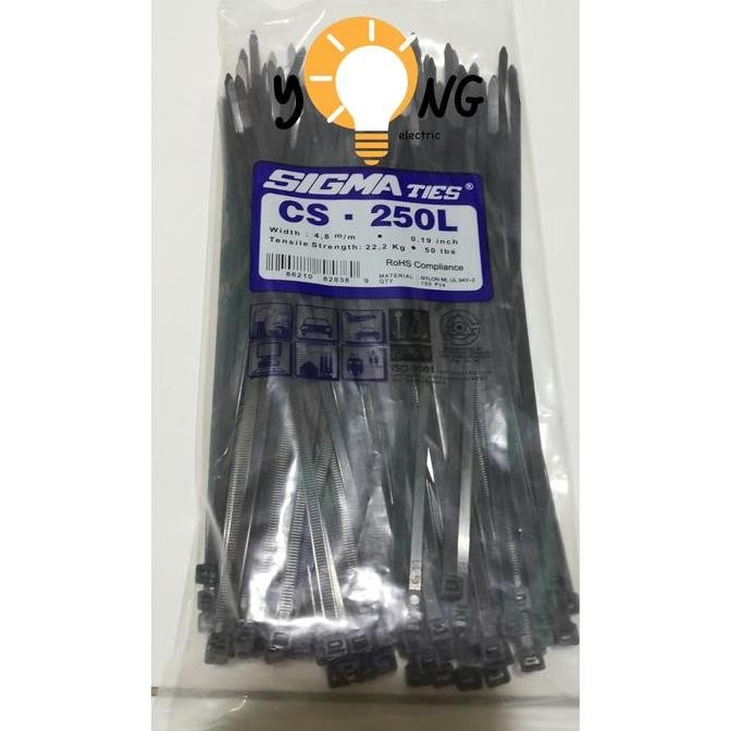 

Diskon! Cable Ties SIGMA CS-250L 25cm Hitam 4.8mm Nylon ORIGINAL Tali Kabel