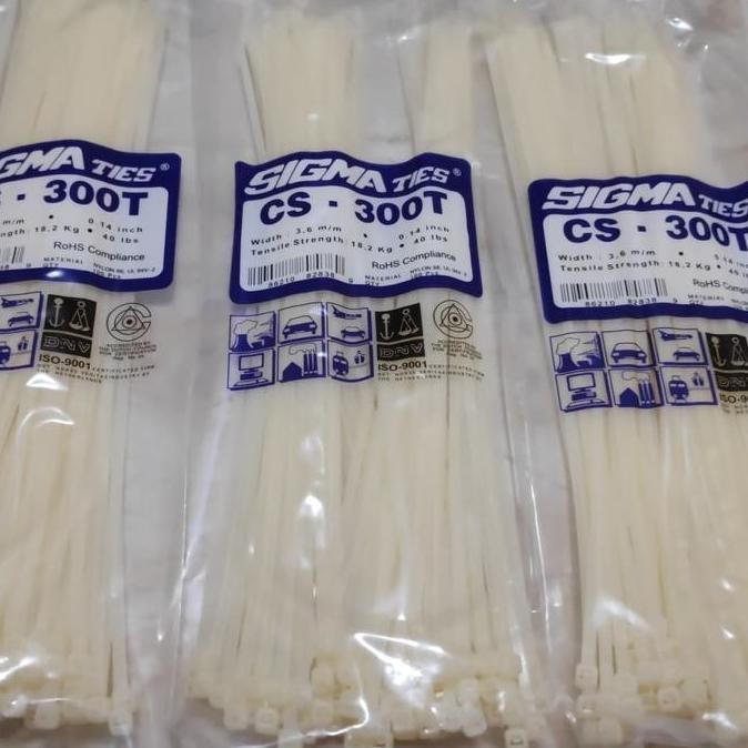 

Diskon! Kabel Ties SIGMA CS-300T 30cm x 3.6mm Putih/Hitam Isi 100pcs