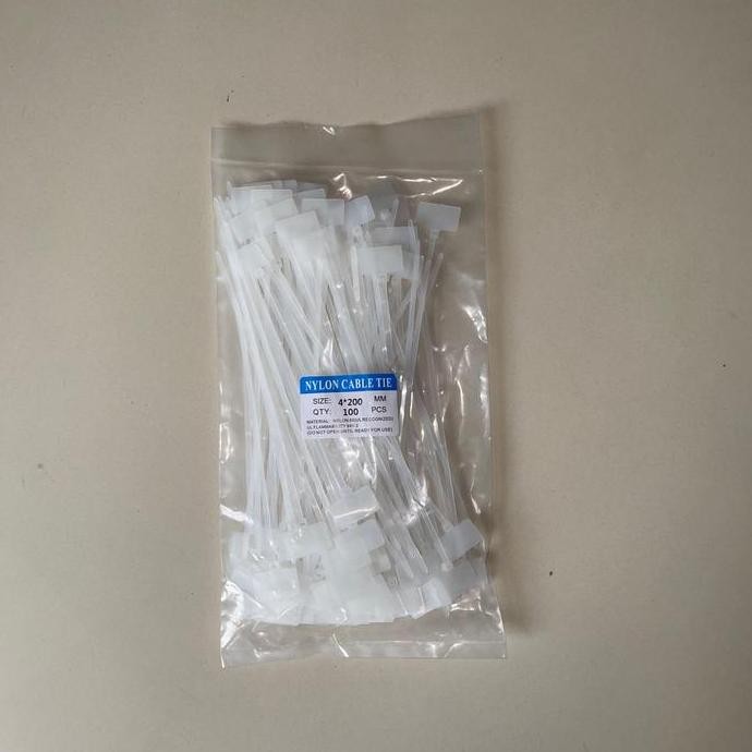 

Diskon! Label Kabel Ties Nylon 20cm 4x200mm MCV-200 Putih Marker Label isi 100 Pcs