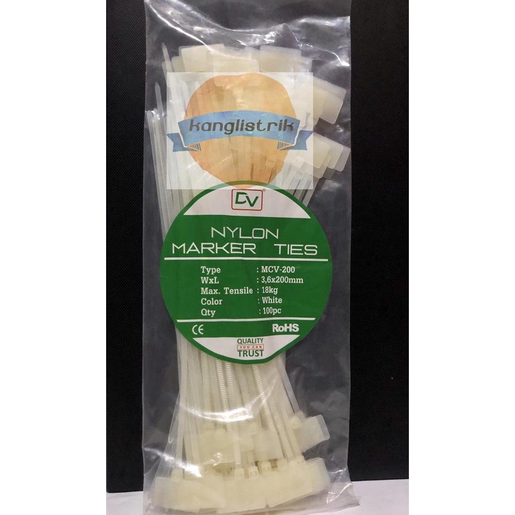 

Diskon! Marker Cable Tie 20cm Kabel Ties Label Marker 200mm Isi 100pcs