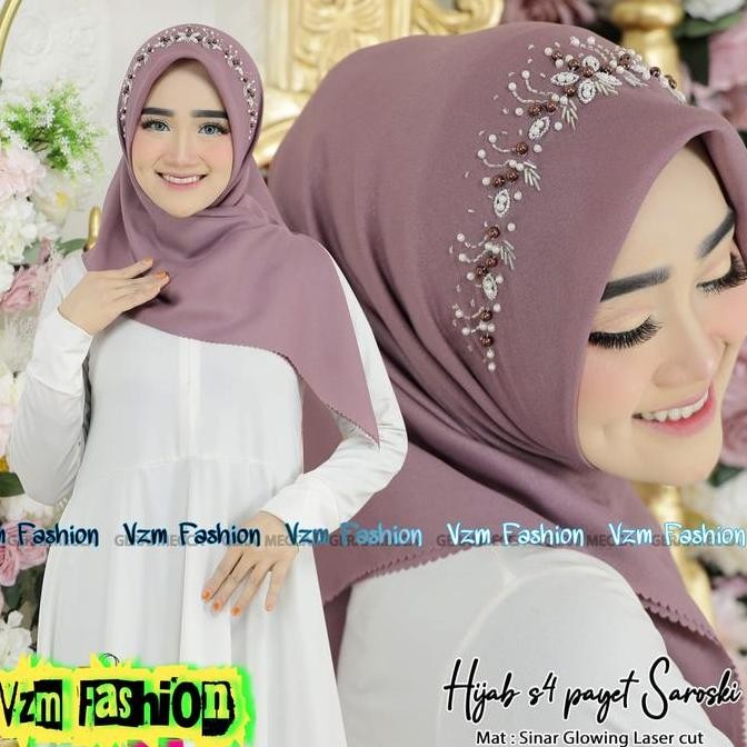 (Allthebest) HIJAB SEGI EMPAT PAYET SINAR GLOWING LASERCUT / HIJAB SEGI EMPAT MEWAH / HIJAB PESTA