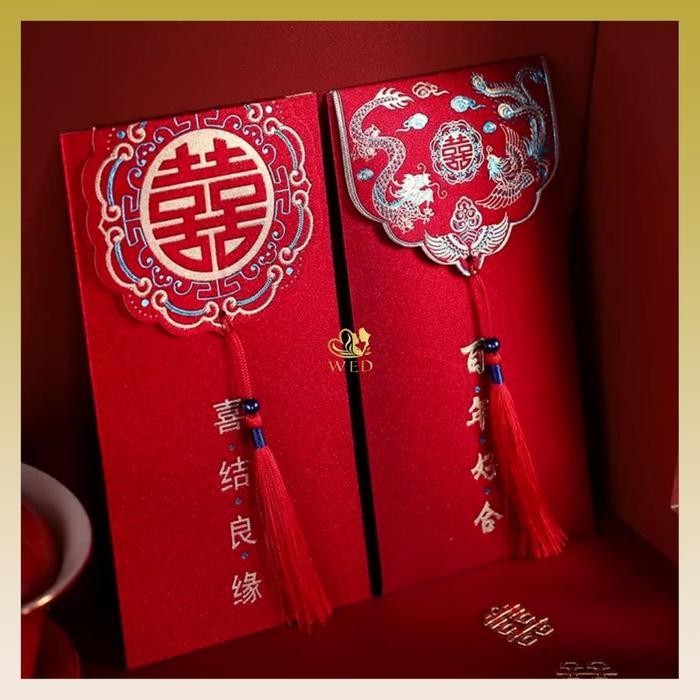 

LFM WED Angpao Amplop Shuang Xi Gliter Include Hiasan Gantungan / Amplop Pernikahan Mewah WED139