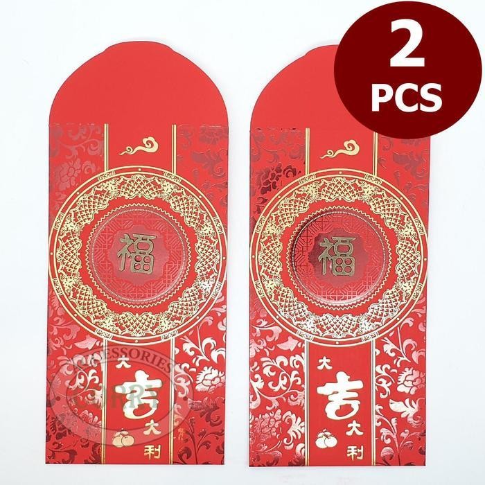 

LFM Angpao Besar 17 Cm Fu Imlek 2 Pc Merah Emas Mengkilap Amplop Hongbao S