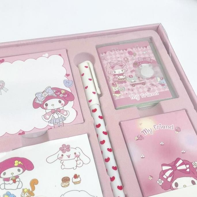 

BOX SET JURNAL 7 IN 1 MOTIF BIRU CINNAMOROLL PINK MY MELODY JOURNAL BOOK NOTEBOOK DIARY STATIONERY ALAT TULIS BUKU LENGKAP SOUVENIR GIFT HADIAH LUCU BS