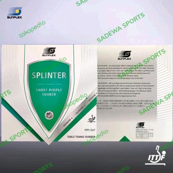 SUNFLEX SPLINTER SHORT PIPS - Karet bintik Serang / bintik pendek ITTF