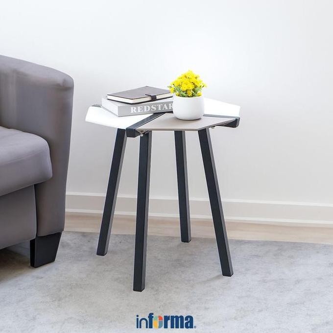 Informa Denver Meja Tamu Kaki Metal - Putih/Hitam
