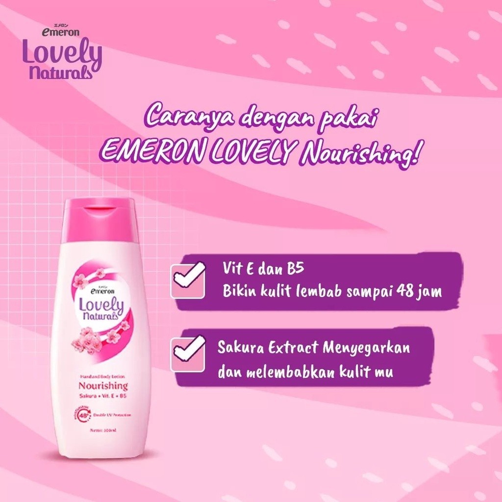 Emeron Lovely Naturals Hand & Body Lotion Nourishing Sakura 400 ml x3 - Gambar 3