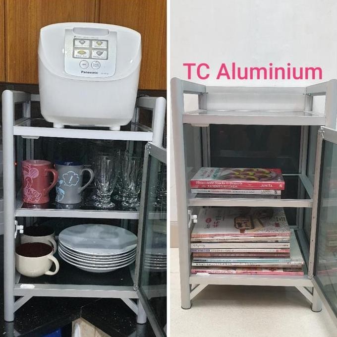 Tc Aluminium Lsg734 40X40X60 S Lemari Meja Rak 2 Susun Dispenser Rak Galon Air Magicom Atas  Meja Ku