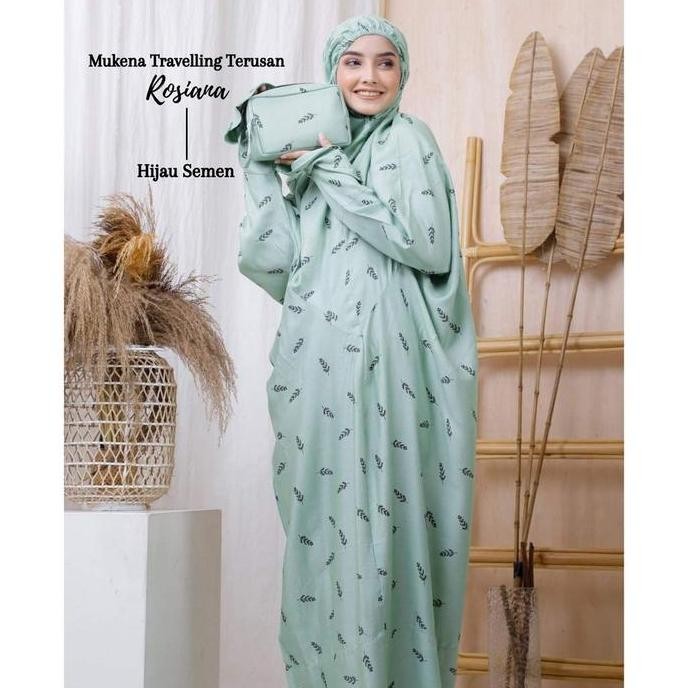 (Allthebest) mukena travel terusan rayon bali dewasa motif rosiana mukena pocong mukena lajuran trav