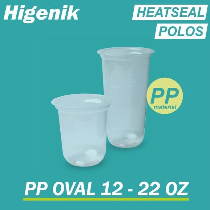 (Allthebest) Plastic Cup PP Oval / Gelas Plastik Cup PP Tebal 12/16/22 oz Bisa Seal