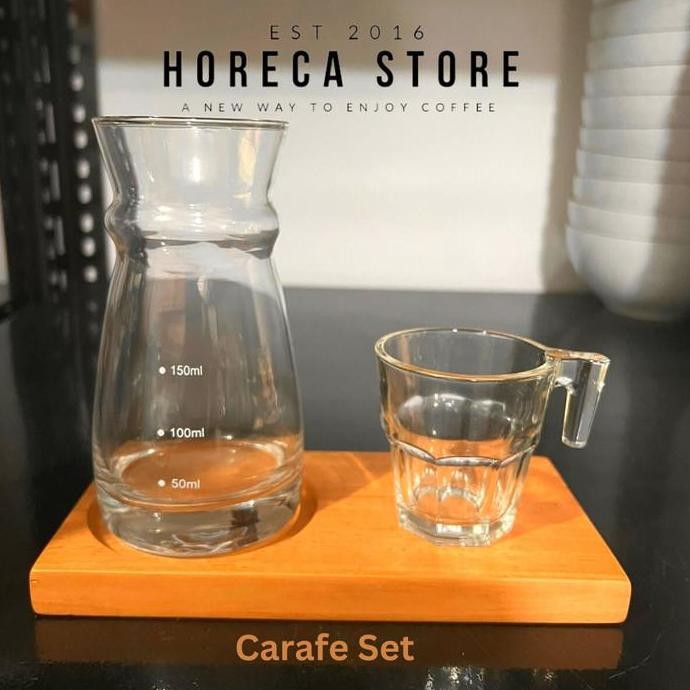 (Allthebest) Paket Gelas Saji V60 Carafe Acroroc 280ml dan Gelas Sloki 80ml HSG222